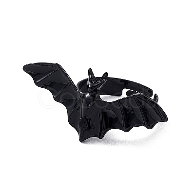 Halloween Themed Alloy Bat Adjustable Ring for Woman RJEW-L105-01-1