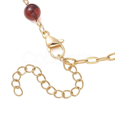 Natural Amber Beads Link Bracelets BJEW-JB13484-02-1