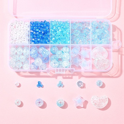 10 Styles Transparent Crackle Acrylic Beads MACR-FS0001-81-1
