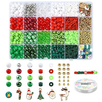 Christmas Theme DIY Acrylic Beads Bracelets Making Kits DIY-YW0010-91-1