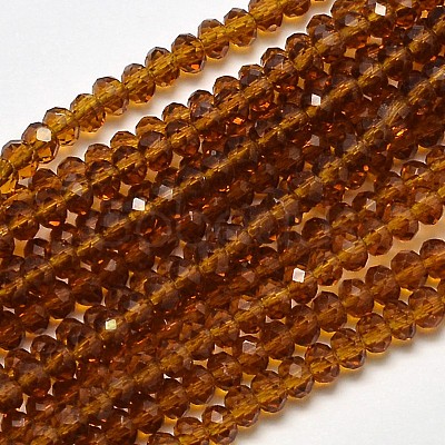 Faceted Rondelle Transparent Glass Beads Strands EGLA-J134-3x2mm-B12-1