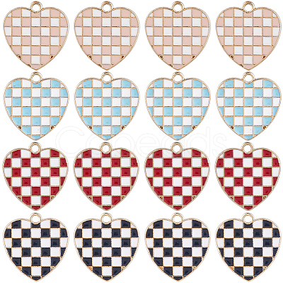 40Pcs 4 Colors Alloy Enamel Pendants ENAM-SC0004-34-1