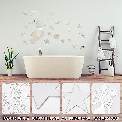 3 Sets DIY Adhesive Acrylic Mirror Wall Decoration Kit DIY-CN0001-92-1