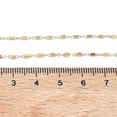 1.5MM Two Tone 304 Stainless Steel Cuboid Link Chain Necklaces for Women NJEW-G201-03GP-1