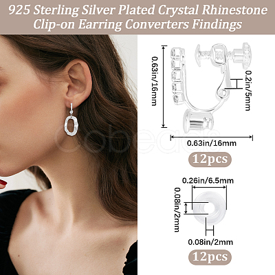 12Pcs Brass & Crystal Rhinestone Clip-on Earring Findings KK-BBC0028-19-1