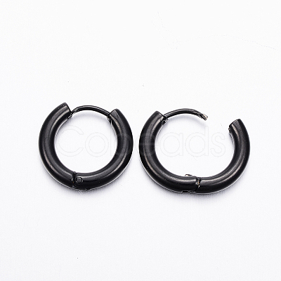 304 Stainless Steel Huggie Hoop Earrings LS-EJEW-F111-16mm-B-1