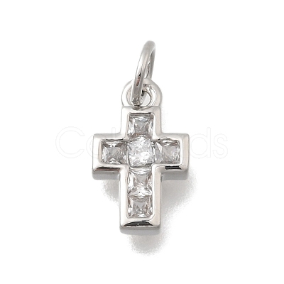 Brass Micro Pave Cubic Zirconia Pendants KK-D431-069P-1