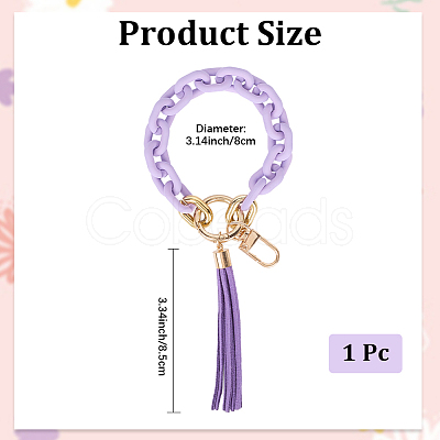 Acrylic & Zine Alloy & PU Pendant Decoration KEYC-WH0052-01C-1