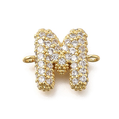 Brass Micro Pave Cubic Zirconia Letter Links KK-I717-04M-1