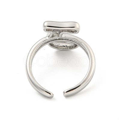 Brass Letter Open Cuff Rings for Women RJEW-G313-01J-P-1
