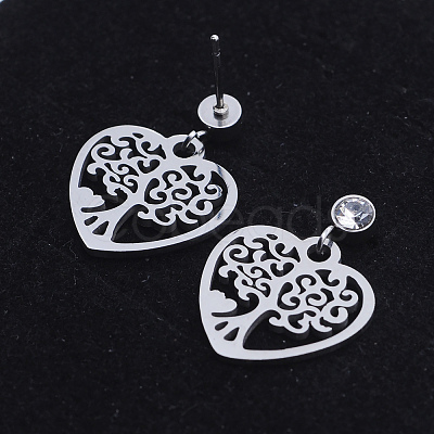 201 Stainless Steel Dangle Stud Earrings EJEW-T008-JN738-1