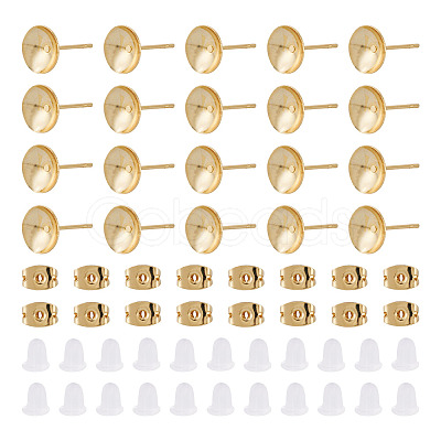 50Pcs Brass Earring Settings KK-TA0008-38A-1