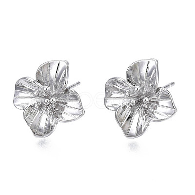 Brass Stud Earring Findings X-KK-N232-337A-01P-1