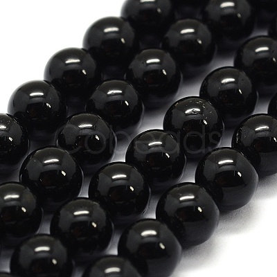Natural Black Tourmaline Beads Strands G-G763-01-4mm-A-1