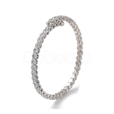 Brass Micro Pave Cubic Zirconia Cuff Bangles BJEW-D039-08P-1