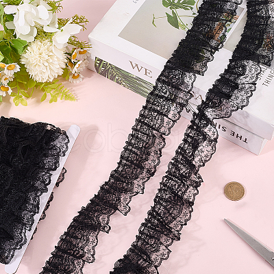 10M Double Layer Polyester Flower Lace Trim Ribbon OCOR-GF0004-58B-1