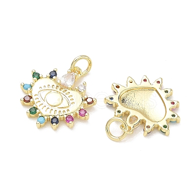 Brass Micro Pave Colorful Cubic Zirconia Pendants KK-K428-07G-1