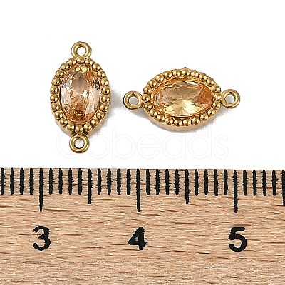 Ion Plating(IP) 304 Stainless Steel Cubic Zirconia Oval Links Connector Charms STAS-K256-22G-09-1