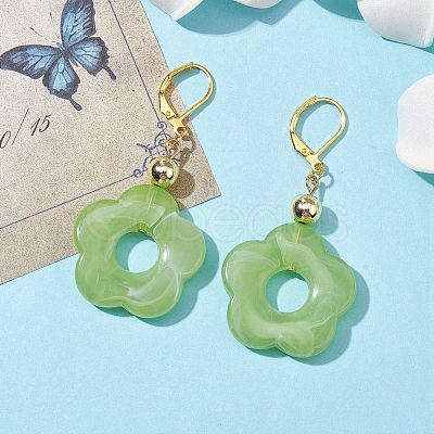 Acrylic Flower Dangle Leverback Earrings EJEW-JE05625-05-1