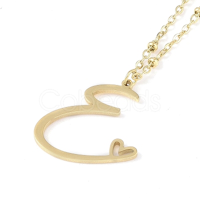 304 Stainless Steel Pendant Necklaces NJEW-H029-02G-E-1