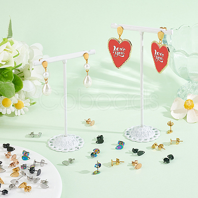 50Pcs 5 Colors 304 Stainless Steel Stud Earring Findings STAS-BBC0010-42-1