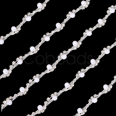 1 Yard Brass Crystal Rhinestone Cup Chain with Imitation Pearl OCOR-GL0001-08B-1