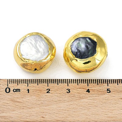 Rack Plating Brass Beads with Baroque Natural Keshi Pearl KK-K348-05G-1