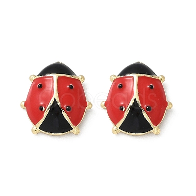 Brass Enamel Stud Earrings for Women EJEW-A126-04G-1