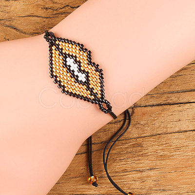 Glass Seed Beaded Link Bracelets IH4202-1-1