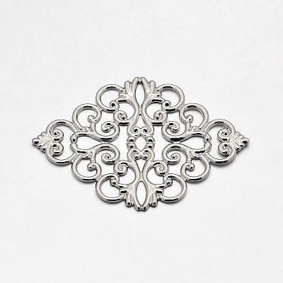 Brass Rhombus Filigree Findings X-KK-L056-02P-1