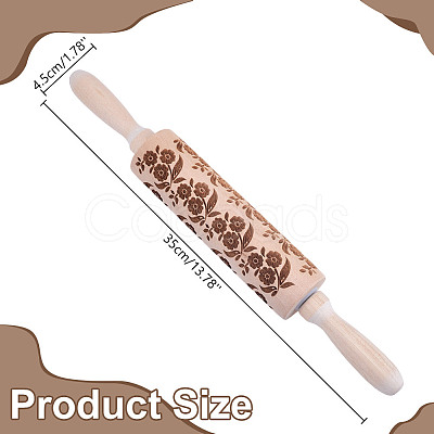 Flower Print Wood Rolling Pin AJEW-WH0314-689B-1