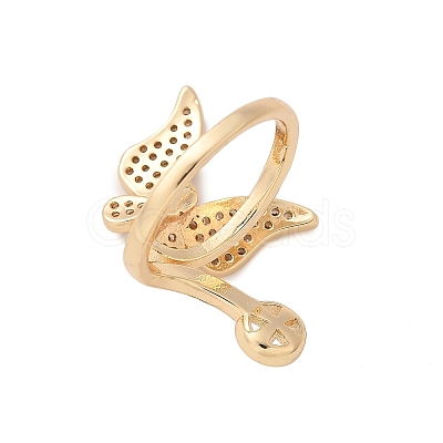 Butterfly Brass Micro Pave Cubic Zirconia Cuff Ring Setting KK-A244-01H-G-1