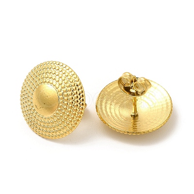 Ion Plating(IP) 304 Stainless Steel Flat Round Stud Earrings for Women EJEW-I281-20G-1