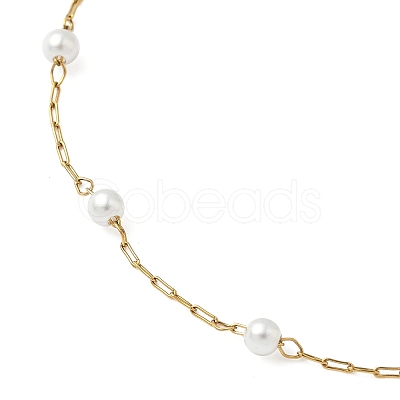 Round ABS Imitation Pearl Beaded Link Bracelets for Women BJEW-JB11836-1