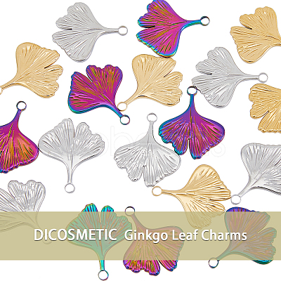 24Pcs 3 Colors 201 Stainless Steel Pendants Ion Plating(IP) STAS-DC0013-48-1