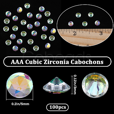 100Pcs Cubic Zirconia Pointed Back Cabochons ZIRC-BBC0002-39-1