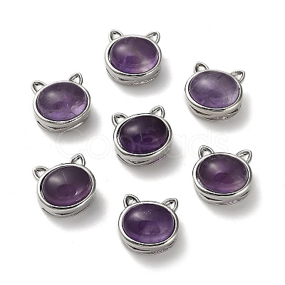 Brass Pave Natural Amethyst Multi-Strand Links KK-D366-01P-G-1