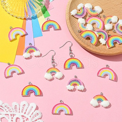 DIY Rainbow Opaque Resin Dangle Earring Jewelry Kits DIY-YW0010-80-1