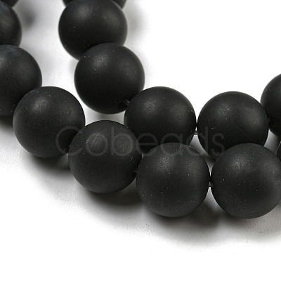 Frosted Natural Black Agate Round Beads Strands G-N0151-11-10mm-1