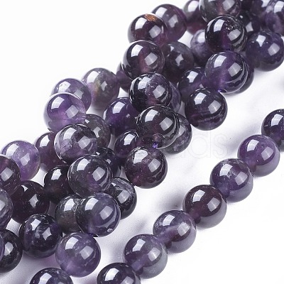 Natural Amethyst Round Bead Strands G-I168-08-8mm-1