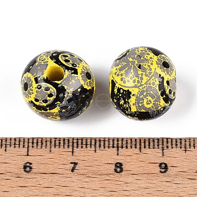 Bohemian Style Printed Schima Wood Beads WOOD-T032-31G-1