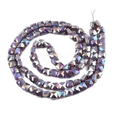 Electroplate Opaque Solid Color Glass Beads Strands EGLA-N002-43-08-1
