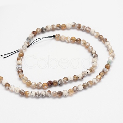 Faceted Natural Agate Round Beads Strands X-G-E318B-4mm-01-1