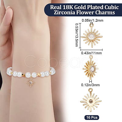 Brass Cubic Zirconia Charms KK-BBC0007-20-1