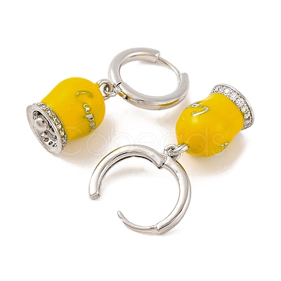 Bell Brass & Enamel Hoop Earrings for Women EJEW-U015-25P-1