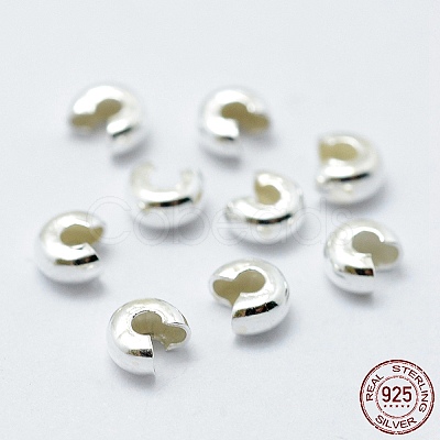 925 Sterling Silver Crimp Beads Cover STER-G027-27S-4mm-1