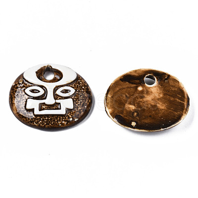 Vintage Glazed Tribal Face Porcelain Big Pendants PORC-T006-31-1