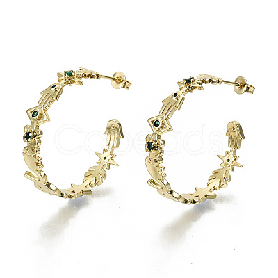 Brass Micro Pave Cubic Zirconia Stud Earrings EJEW-N011-31-NF-1
