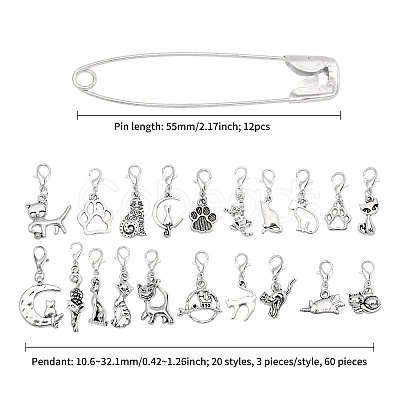 12Pcs 4 Style Iron Brooches HJEW-PH02467-1