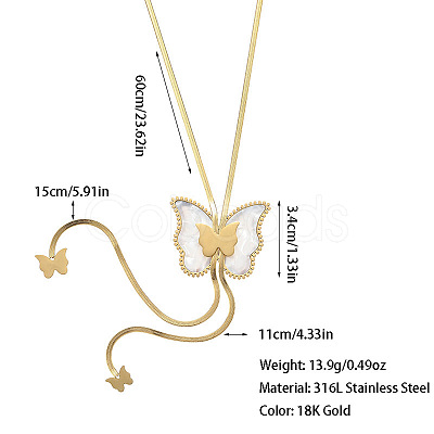 Bohemian Style 304 Stainless Steel with Acrylic Lariat Necklaces for Women FS-WG34D78-05-1